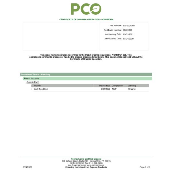Frasco con etiqueta y sellos de calidad