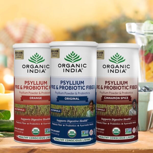 Organic India psyllium suplemento caja frontal