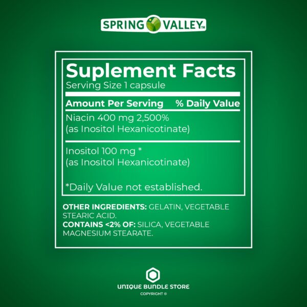 Suplemento vitamínico Spring Valley sin gluten niacina 500mg