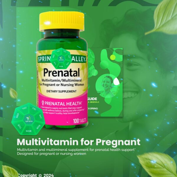 Organizador semanal pastillas para vitaminas prenatales LightSpring