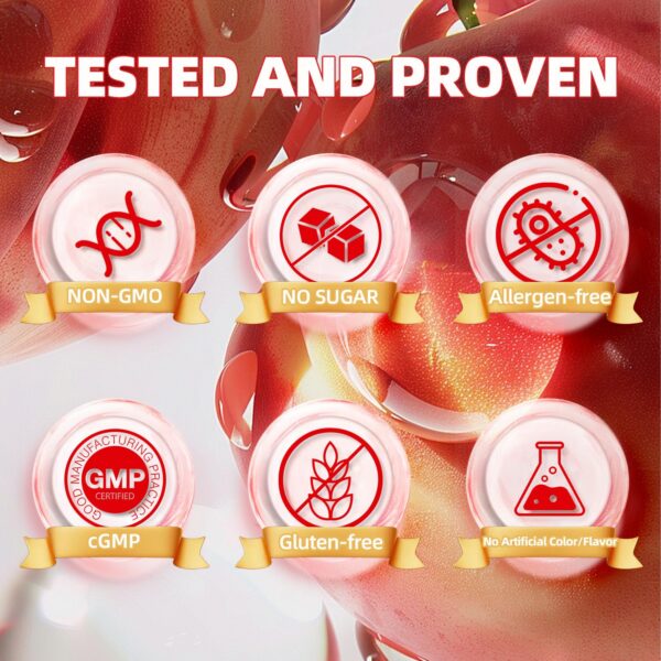 Detalle de gomitas y sabor durazno