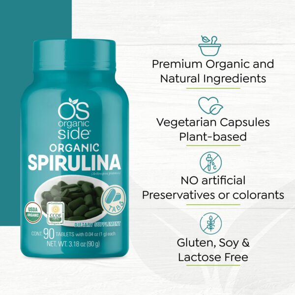 Beneficios de tabletas de espirulina OS Organic Side