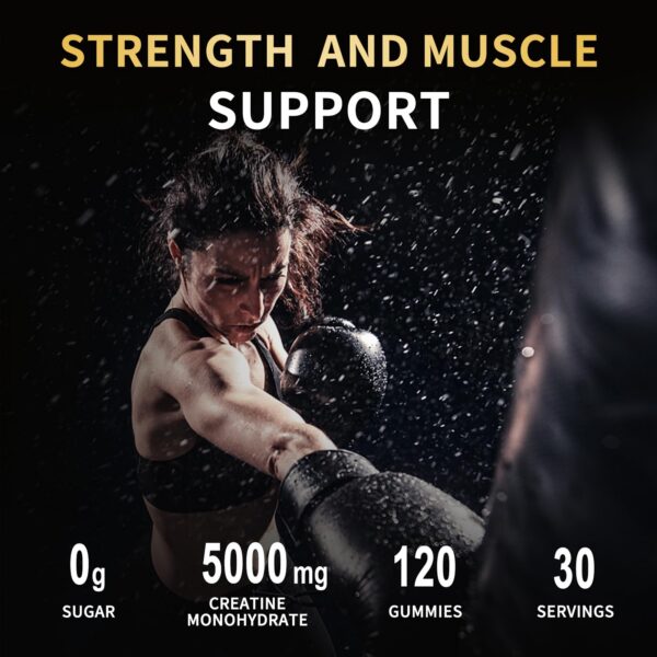 Gomitas creatina en frasco con etiqueta