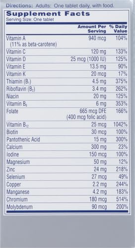 Packaging side view of One A Day Women’s 50+ Multivitamins