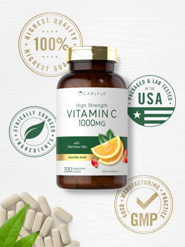 Packaging suplemento vitamina C alta potencia Carlyle 300 tabletas