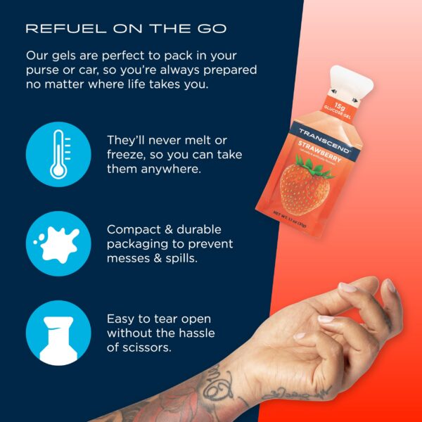 Paquete 10 gels sabor fresa sin cafeína ni gluten Transcend