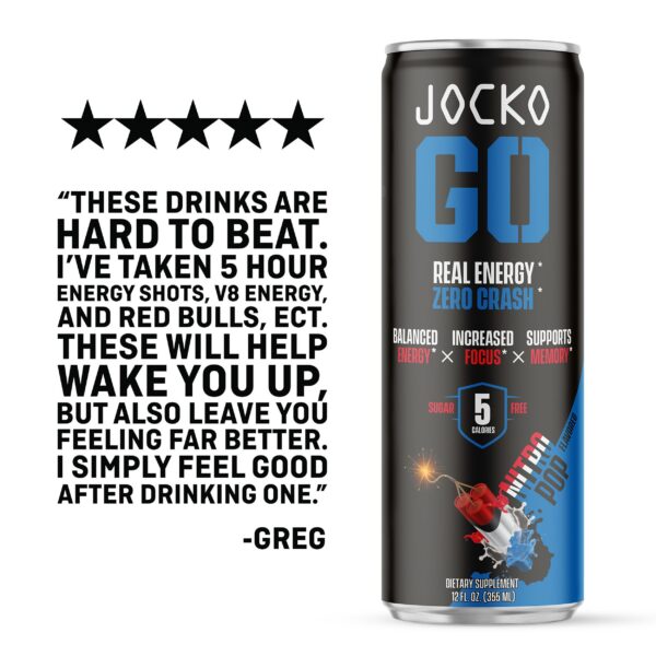 Paquete de 12 bebidas Jocko GO Nitro Pop en vista frontal