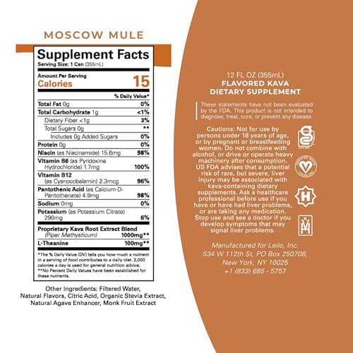 paquete de 12 latas bebida relajante Leilo kava