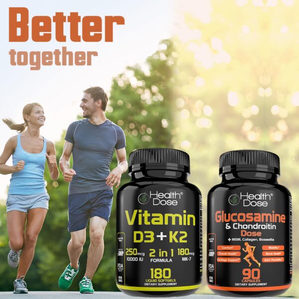 Paquete de 180 cápsulas Health Dose vitamina D3 y K2