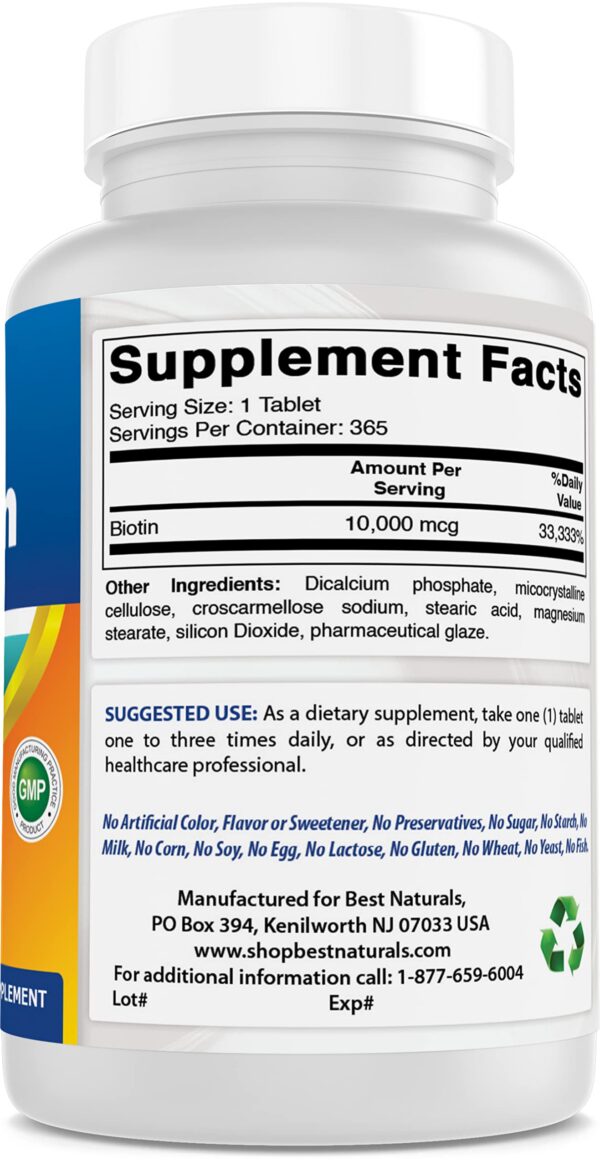 Paquete 3 biotina 10000 mcg Best Naturals tabletas