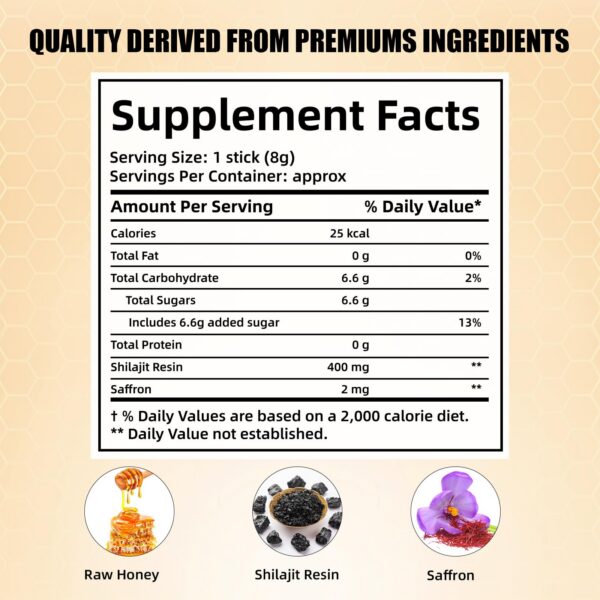 Paquete de 30 palitos de miel con Shilajit para energía diaria