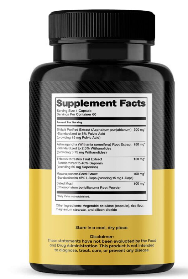 Paquete de 60 cápsulas Dynamic Vitality Shilajit y Ashwagandha