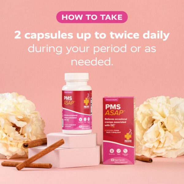 Paquete 60 cápsulas PMS ASAP alivio rápido menstrual natural