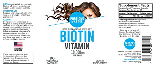 Paquete de 90 cápsulas vegetales de biotina Portions Master