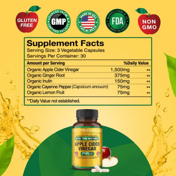 Paquete ACV Pro cápsulas vinagre de manzana orgánico detox