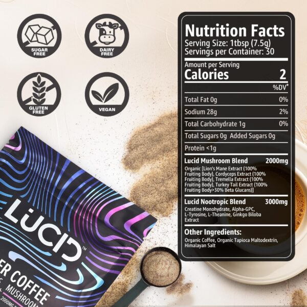 Paquete café instantáneo Lucid Superfood 7.41 onzas