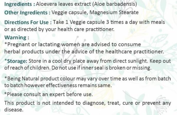 Paquete de cápsulas Ayurforest Aloe Vera con etiqueta