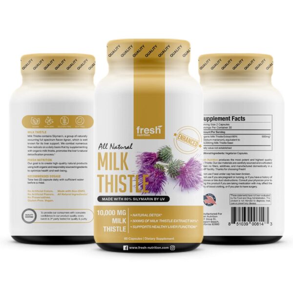 Paquete cápsulas cardo mariano Fresh Nutrition 120 unidades