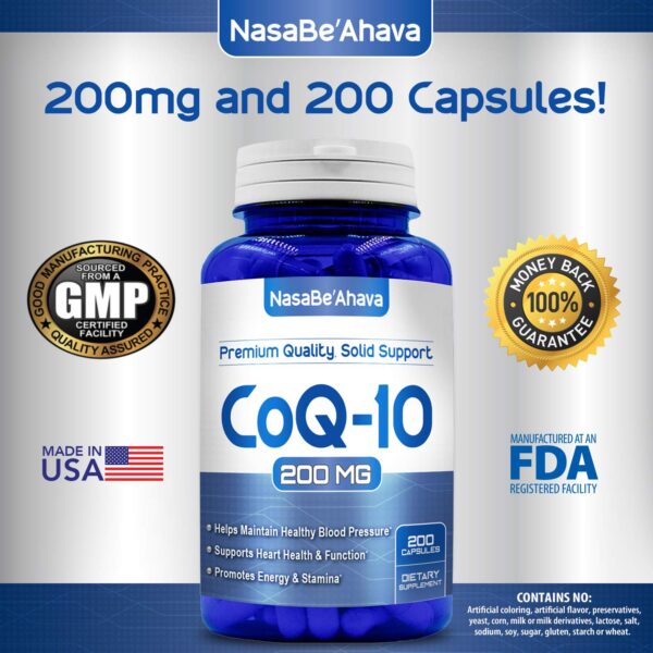 Paquete cápsulas CoQ10 200mg NasaBeahava para energía