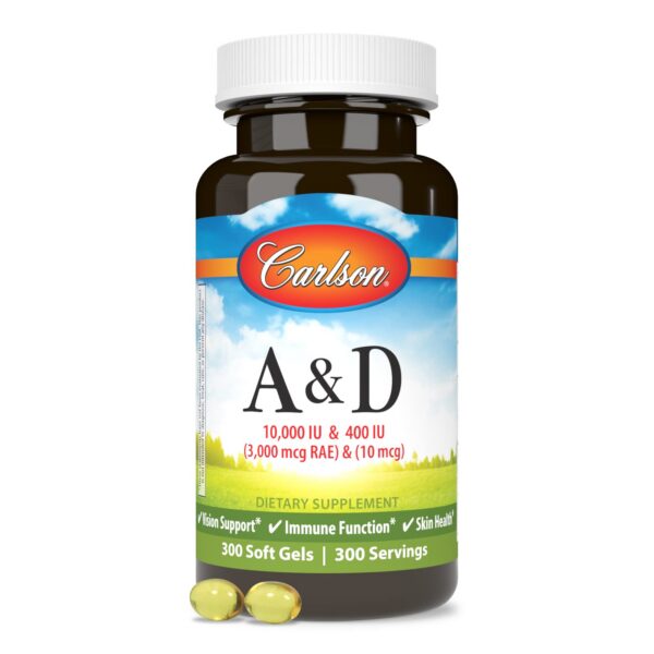 Paquete Carlson vitaminas A y D para salud visión piel huesos