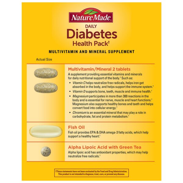 Paquete contenido Nature Made Daily Diabetes Health Pack