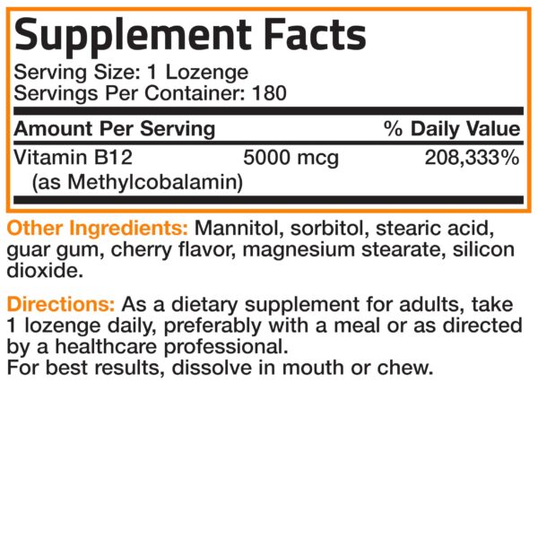 Paquete contenido pastillas vitaminas B12 Bronson USA