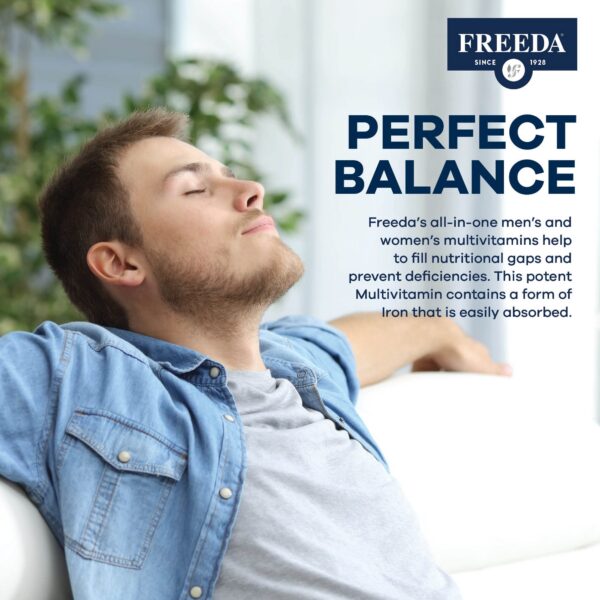 Parte trasera del envase FREEDA multivitamínico con hierro