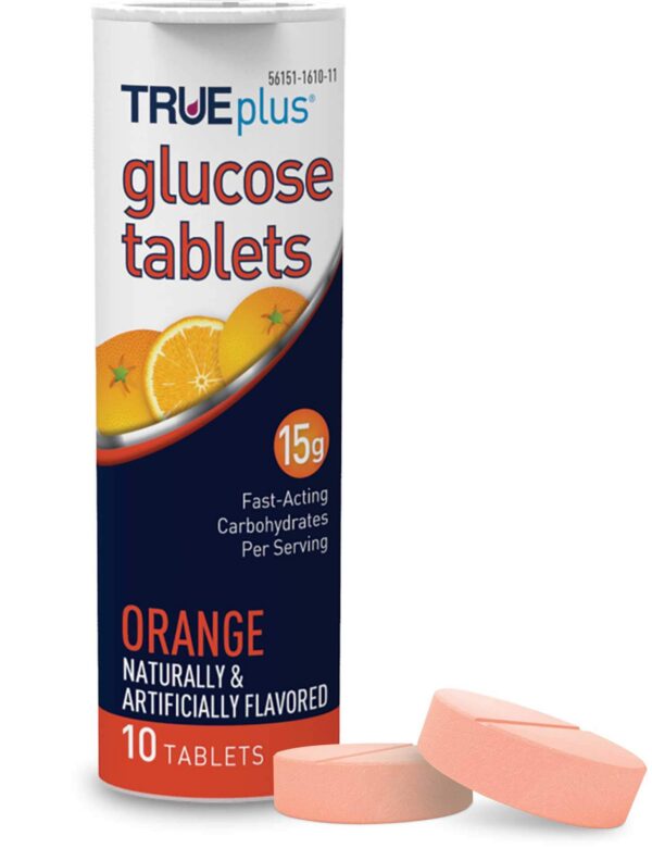 Paquete glucosa TRUEplus 6 tubos 10 tabletas sabor naranja