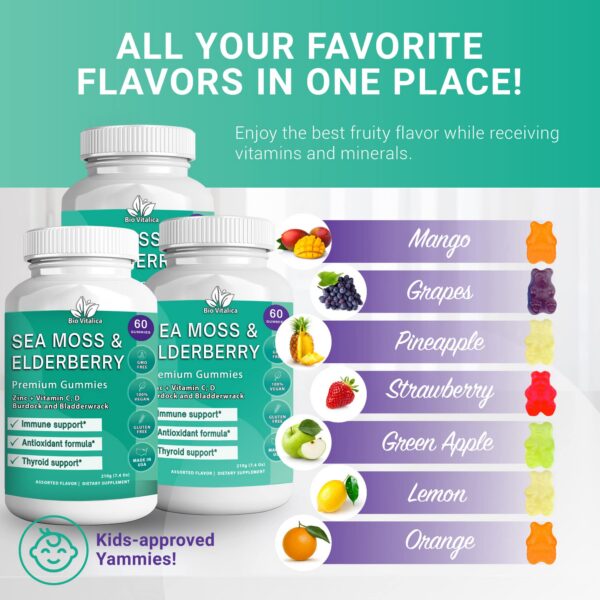 Paquete gomitas y cápsulas BIO VITALICA Sea Moss Elderberry natural