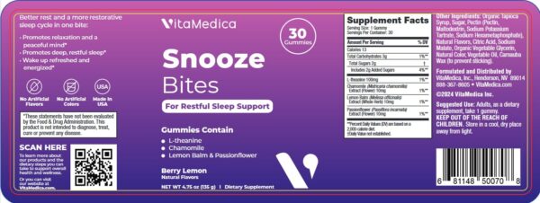 Paquete de gomitas para dormir VitaMedica Snooze Bites