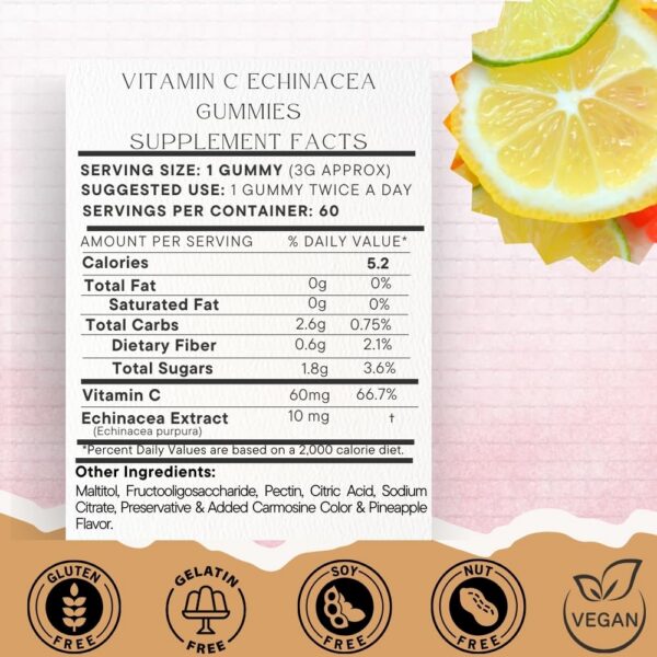 Version 1.0.0 Paquete de gomitas SOHM vitamina C y equinácea con fondo blanco