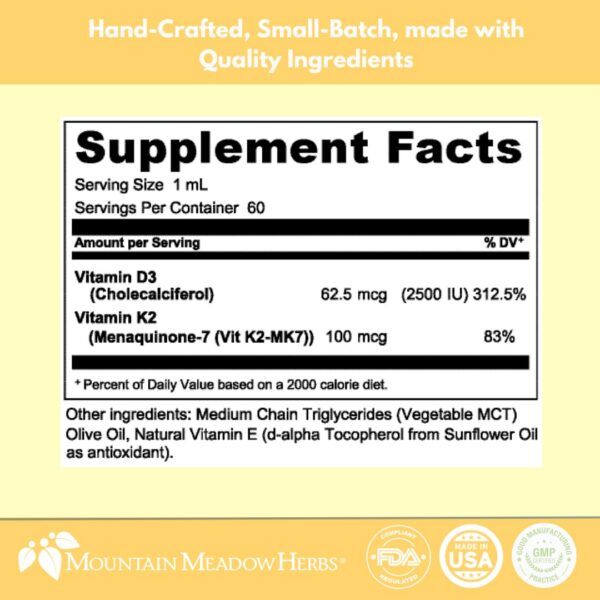 Paquete gotas vitamina D3 vegana Mountain Meadow Herbs 60 ml