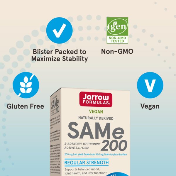 Paquete Jarrow Formulas SAMe 200 mg apoyo función hepática 60 tabletas