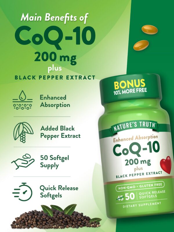 Presentación del paquete de Nature's Truth CoQ10 50 softgels