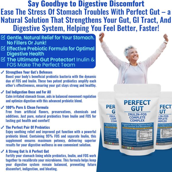 Paquete Perfect Gut inulina y fos prebióticos para flora