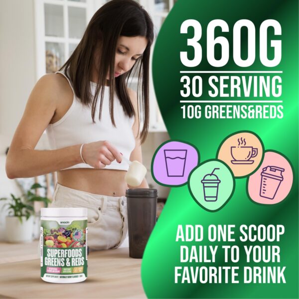 Paquete polvo anocin Superfood greens 12.7 oz