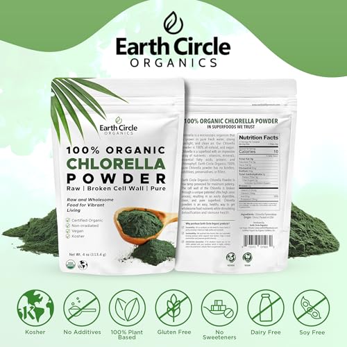 Paquete de polvo de clorella orgánica 4 oz Earth Circle Organics