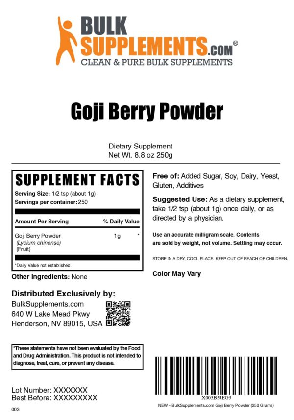 Paquete de polvo de extracto de bayas de Goji