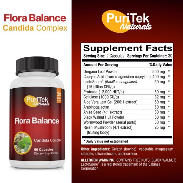 Paquete Puritek Naturals Flora Balance Candida Complex 60 cápsulas