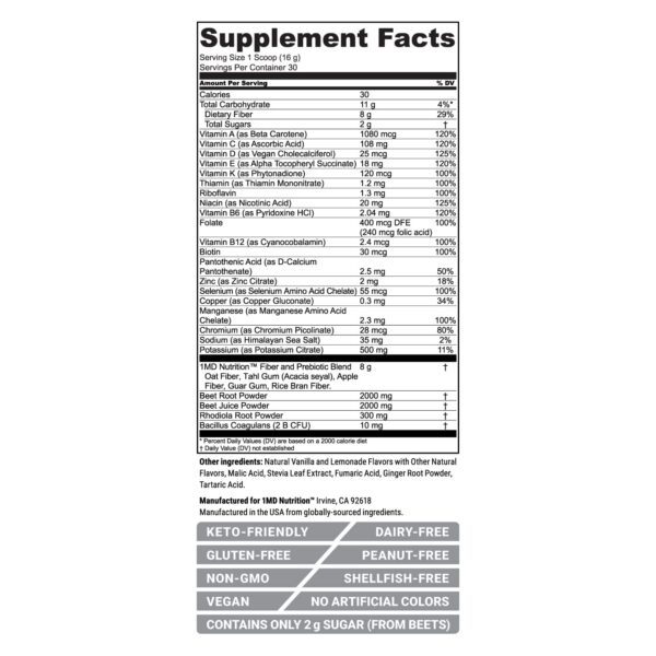 Paquete suplemento CardioFitMD remolacha fibra keto-friendly