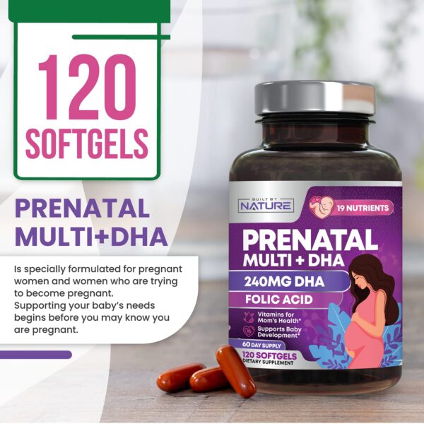 Paquete vitaminas prenatales 120 softgels Built by Nature