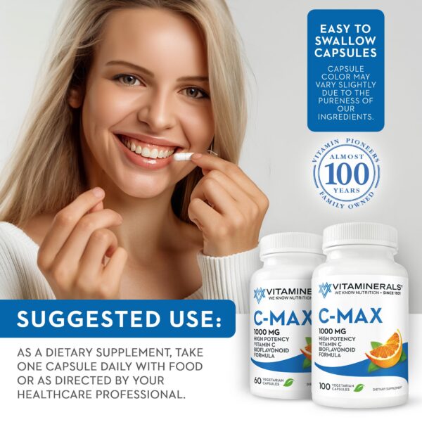 Paquete Vitaminerals C-MAX con 100 cápsulas vegetales vitamina C