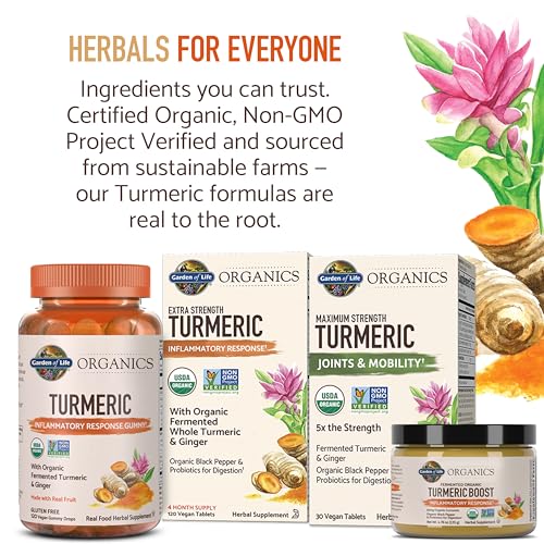 Parte inferior frasco Garden of Life cúrcuma fuerza extra orgánico