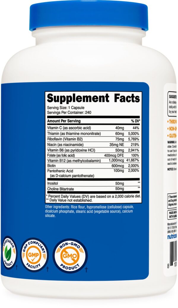 Parte trasera botella Nutricost vitamina B complejo