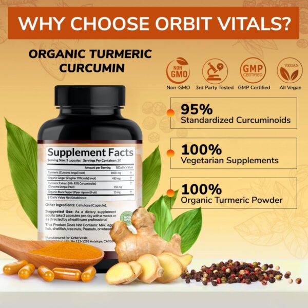 Version 1.0.0 Parte trasera cápsulas cúrcuma curcumina Orbit Vitals