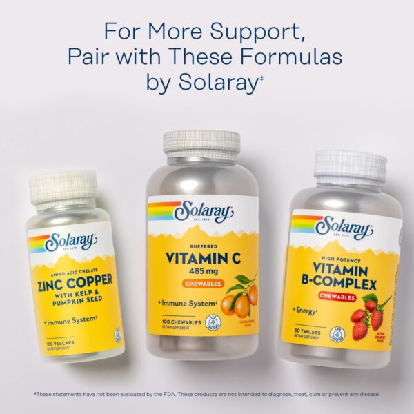 Parte trasera Solaray vitamina C masticable ingredientes naturales