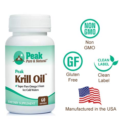 Vista general de Peak Krill Oil en fondo blanco