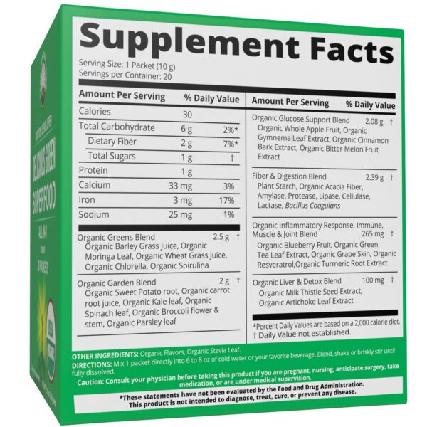 Peak Performance superalimento verde orgánico 20 sobres prácticos