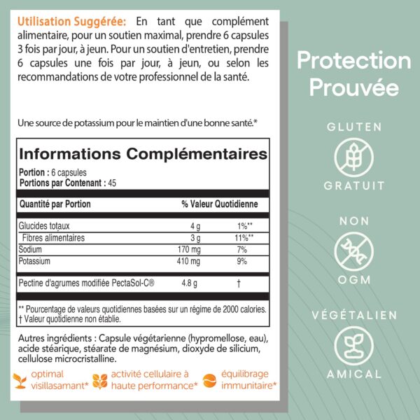 PectaSol ingredientes naturales pectina cítrica modificada suplemento