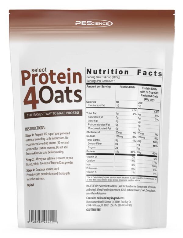 PEScience Select Protein4Oats packaging side view